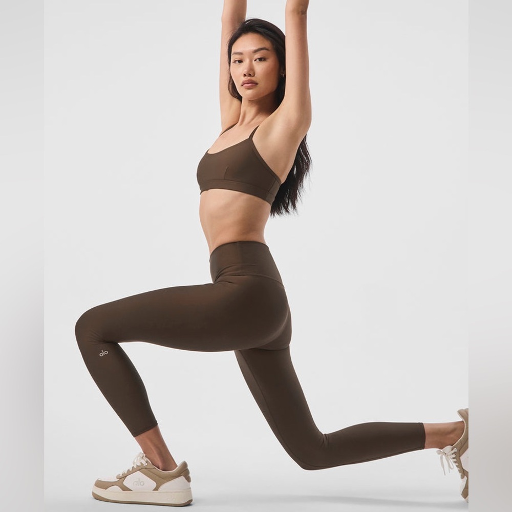 Alo Yoga airlift intrigue bra and high waist leggings in Espresso